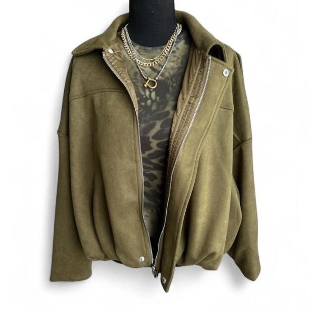 Faux Suede Bubble Hem Jacket Women's Size Small